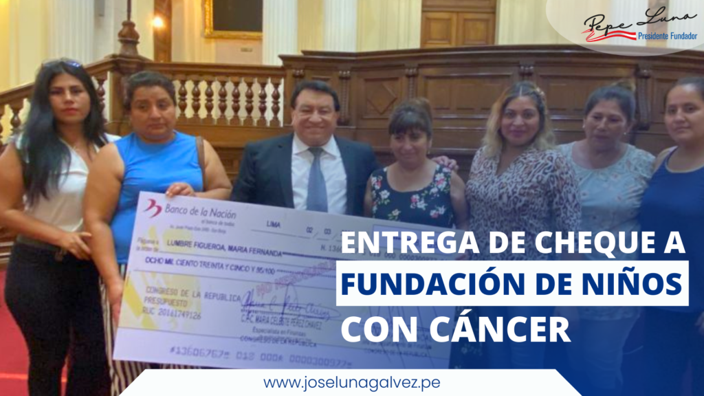José Luna Entrega Cheque a Fundación de niños con Cáncer